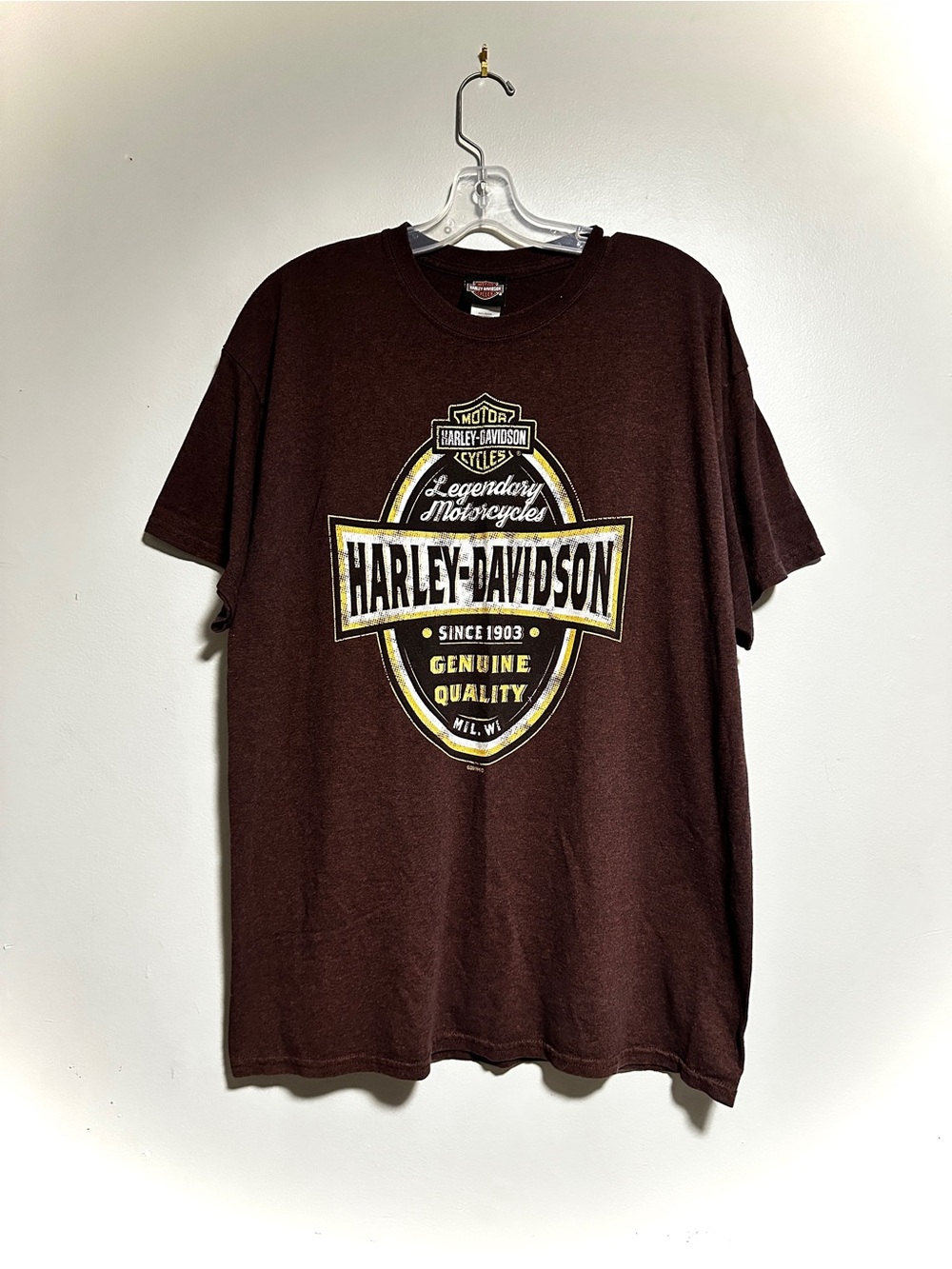 Harley-Davidson Brown Short Sleeve Tee with Yellow Accent Logo